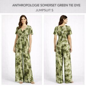 Anthropologie The Sumerset Green Tie-Dye Jumpsuit Size S
